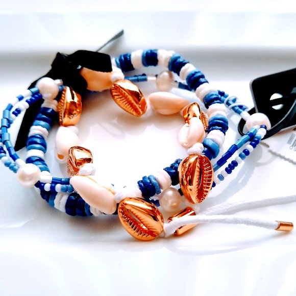 J CREW Seaside bracelet Set in Bright Ocean Blue - Picture 1 of 11